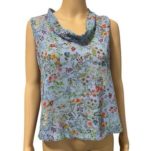Zara crepe sleeveless floral blouse blue floral Size M